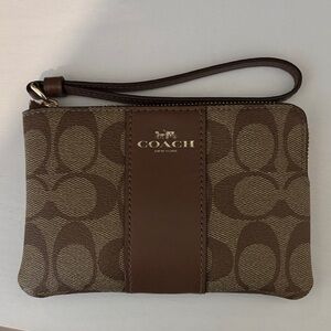 Coach Signature Brown Wristlet